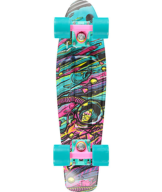 Penny Sea Space Turquoise & Neon Pink 22" Cruiser Complete Skateboard